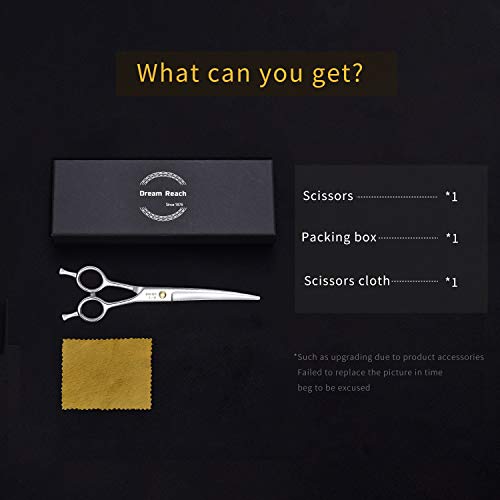 Dream Reach Professionelle Fellschere Hundeschere Gebogene Hundepflegeschere Haustierpflege gebogene Schere aus 440C japanischr Edelstahl Fellpflege für Hunde Katze (7-Zoll-gebogene Schere)