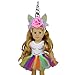 ZITA ELEMENT Unicorn Clothes Accessories for American 18 Inch Girl Doll - Headband Horn, Dress, Outfits for 18 Inch Dolls - Best Premium and Reward Gift for Girls, Boys, Kids