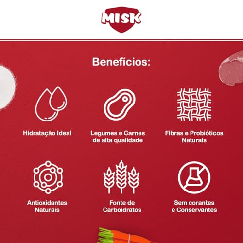 Ração Úmida Natural Misk Carne Com Cenoura E Batata Doce Pet