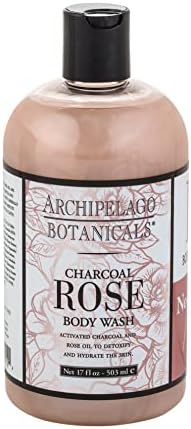 Archipelago Botanicals Charcoal Rose Body Wash, Hydrating Daily Cleanser, Free from Parabens and Sulfates (17 fl oz)