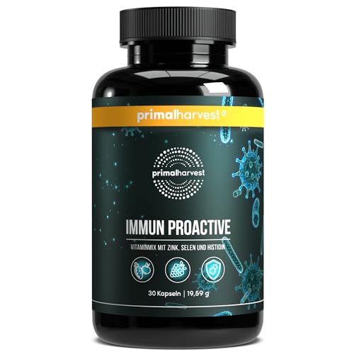 Immun Proactive von Primal Harvest® (30 Kapseln) komplett mit Vitaminen, Mineralien,Holunderbeeren - Extrakt und Beta Glucan - Immunsystem unterstützen - 1 Kapsel pro Tag