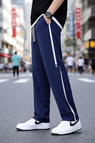 Image of Mack Jonney Men's Striped Track Pants | Side Stripe Design | Regular Fit | Casual & Athleisure Wear |Pack of 1-MMJ-110