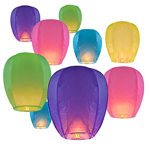 20 Pack Chinese Lanterns Multicolored Paper Sky Lanterns, Floating Lanterns to Release in Sky Memorials Events and Wishing Lanterns for Weddings Birthdays are Environmentally Friendly