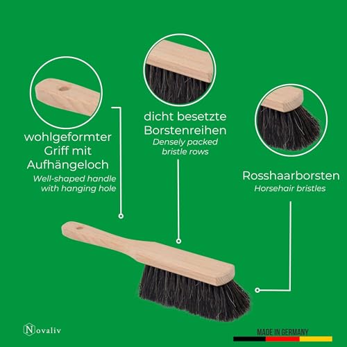Novaliv 2 Stück ROSSHAAR Handfeger Auto Besen weiche Borsten Handbesen Rosshaar Handfeger Klein Besenbürste Schneebesen Auto Rosshaarbesen Naturborsten Hand Brush Autohandfeger Weich Handkehrbesen