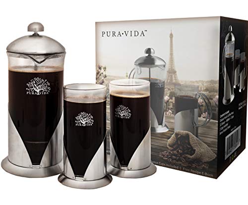 Pura Vida French Press Coffee Maker Set, 34 oz - 4 Level Filtration