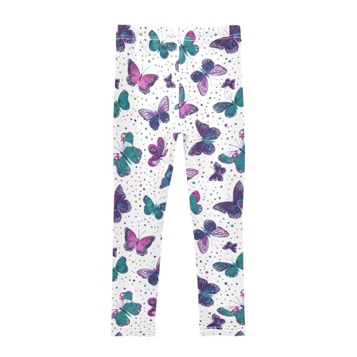 Colorful Butterfly Polka Dot Girls Leggings Ultra Soft Compression Yoga Gym Pants for Kids 4-10T2