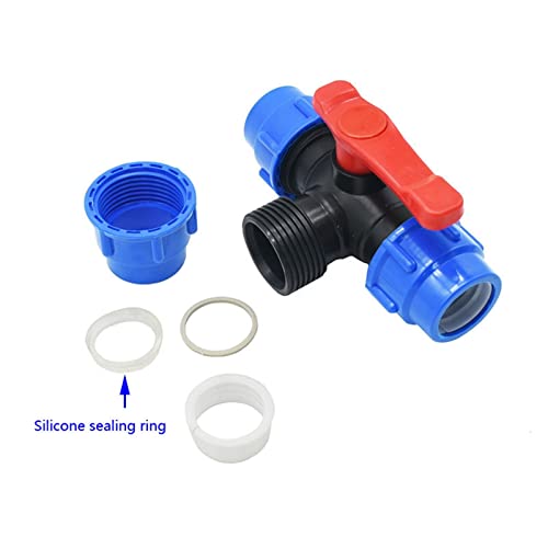 Robinet à tournant sphérique PE 3 voies plastique splitte eau T-Type 50mm