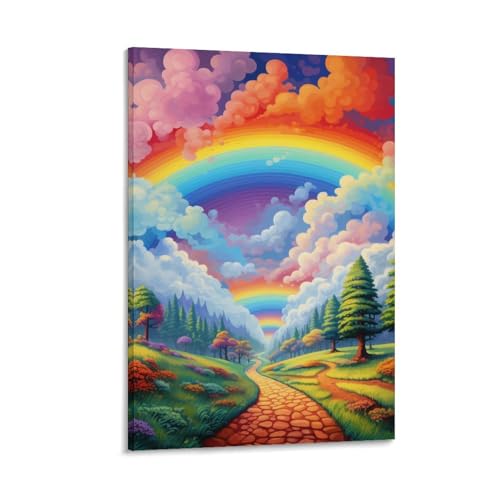 Impression sur toile arc-en-ciel 40x60cm pour decoration murale