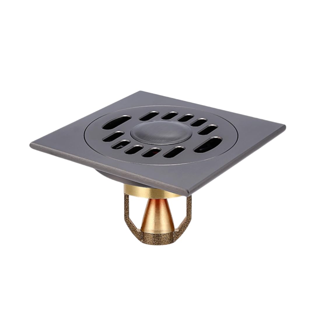 KJdxfhFH Bathroom floor drains, Hair Strainer Copper Floor Drain Deodorizing Bathroom Universal(Gray,Dualuse)