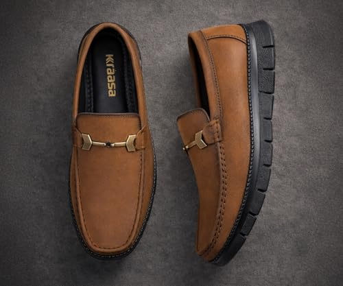 Image of Kraasa Men's Casual Loafers | Synthetic Leather Upper | Comfortable PU Sole | Slip-On Buckle Office, Party Shoes