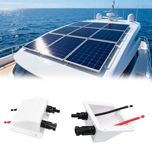 ACOLY Solardach-Durchführungskabel-Anschlussdose mit 10 cm UV-beständigem Verlängerungskabel und wasserdichten IP68-Solarsteckern für Wohnmobile/Wohnmobile (weiß)