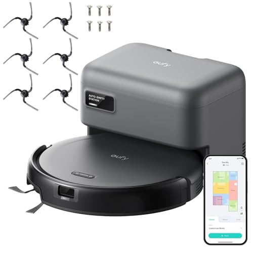 eufy Robot Vacuum C10 with Self Empty Station, 4,000Pa, 2.85-Inch Ultra-Slim Body, Up to 60 Days of Hands Free Cleaning,Carpet Cleaning, Edge Expansion Brush + Replacement Side Brush Robovac