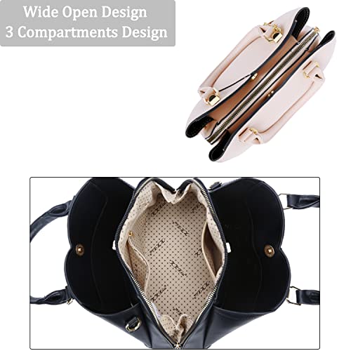 Image of KKXIU Triple Compartments Purses and Handbags for Women Fashion Ladies Satchel Shoulder Top Handle Bag