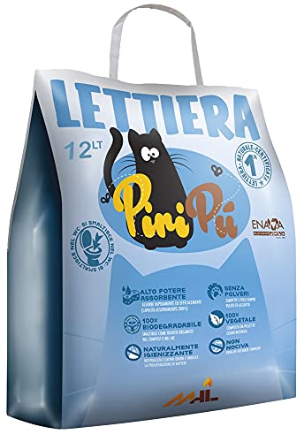 Piripù - Lettiera in Pellet per Gatti - Naturale, Biodegradabile, Assorbente, Vegetale e Certificata - Sacco Carta 12 Litri