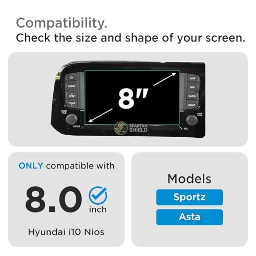Image of Spartan Shield Glass Screen Guard Protector Compatible With Hyundai Grand i10 Nios 2023 Facelift || Sportz | Asta || 9H Hardness | Ultra Clear | 8 inch Car Display Infotainment System Accessories [Not Tempered Glass]