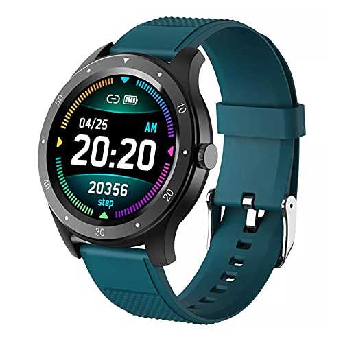 Fitness Étanche Montre Connectée Hommes, Surveillance De La Fréquence Cardiaque du Sommeil 1,3 Pouces TFT IPS Écran Tactile Rond Smartwatch 200Mah Batterie Plusieurs Modes Sport Bracelet Intelligent Cover