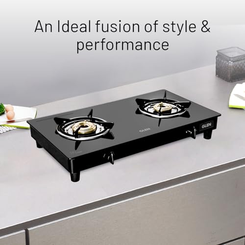 Glen 2 Burner Toughened Glass Top | LPG Gas Stoves | Fuel Efficient Brass Burners | Manual Ignition | ISI Certified | Ergonomic Knobs | Revolving... - Image 2