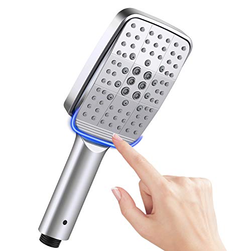 NEUFLY Duschkopf, Quadratisch Handbrause Upgrade-Stil Vollbeschichtung Chrom Duschbrause Hochdruck Spray Universal duschkopf - 6 Modi Dusche