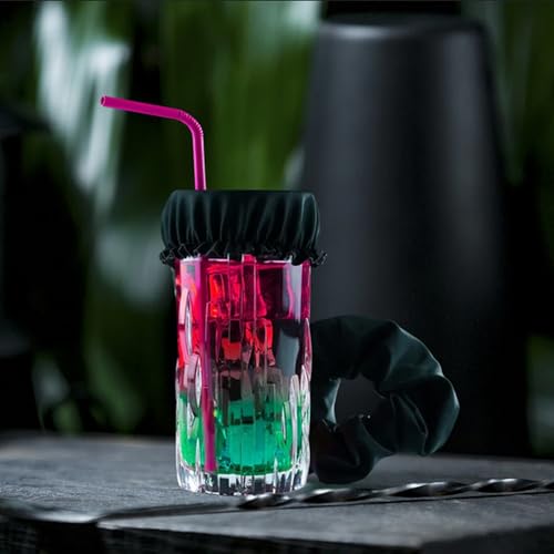 4 Stück Ko Tropfen Schutz Armband,Haarband Drink Cover,Getränkebecher Deckel,Anti Spike Drink Covers,Getränkeschutzdeckel,Nightcap,Getränkeabdeckungen,Schwarz Getränke Abdeckung für Strand,Bar,Partys