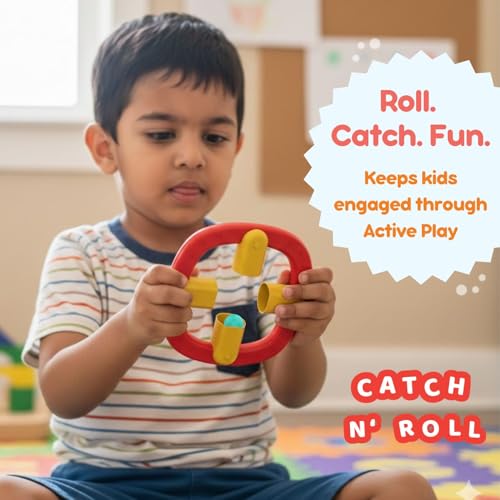 Image of Catch N' Roll Hand Eye Coordination & Reflex Game for Kids 3-7 Years | Improves Focus, Balance & Reaction Time | Develops Gross Motor Skills | Screen-Free Indoor & Outdoor Active Play Toy