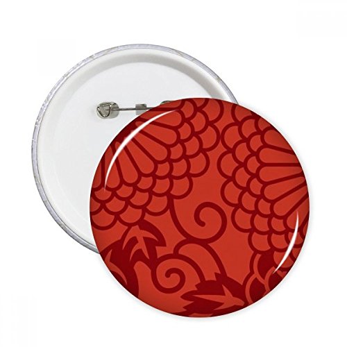 Badge bouton rond Asie et motif floral japonais - Broche vêtement et décoration multicolore 5pcs