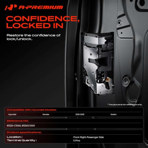 Image of A-Premium Front Right Passenger Side Door Lock Actuator | Compatible with Hyundai Sonata 2015-2019 Sedan