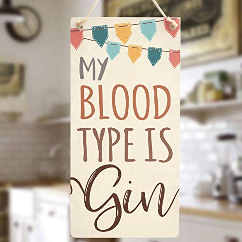 My Blood Type is Gin - Cute Bunting Design Gin Gift Sign