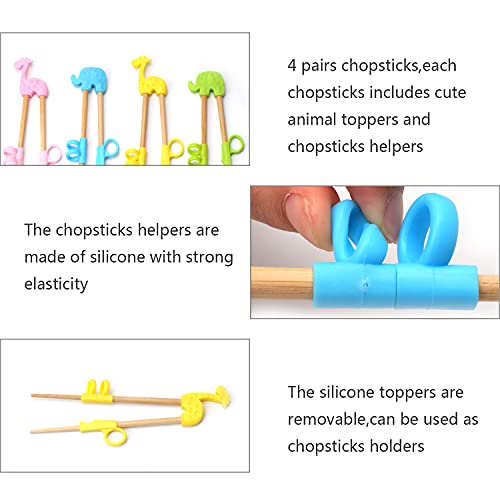 image for VANANA Training Chopsticks, 4 Pairs Kids Children Chopsticks Reusable 