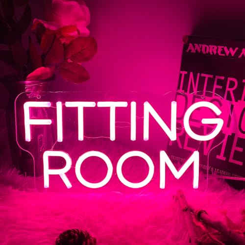 Image of Fitting Room Neon Sign For Spa Beauty Room Nail Brows Lashed Salon Studio LED Wall Art Decor For Business Stores Logo Barber Shops Led Word Indoor Custom Neon Lights 5V USB Powered Pink 35x17.5 cm