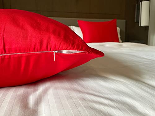 Image of Soft Pillow Covers 17 x 27 Inches - 100% Egyptian Cotton 400 Thread Count Set of 2 Pillow Cover Set Envelope Closure Hotel Quality Pillowcase - Red