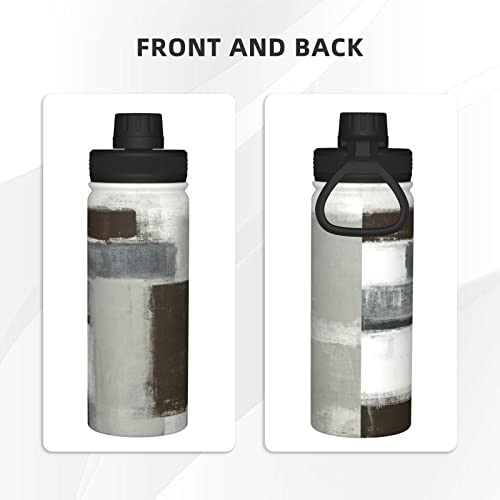 Supluchom Water Bottle Gray Brown Modern Art Abstract Insulated Thermoses 18 Oz Stainless Steel Vacuum Tumbler Cold Hot Coffee Tea Water Flask For Sports Travel Home Office School #TOP2