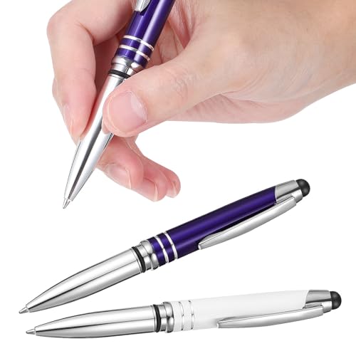 COLLBATH Lápices Ópticos para Pantallas Táctiles Bolígrafo de Escritura y Linterna Led, Metal Duradero, Clip Práctico, Paquete de 2 para Oficina y Dibujo