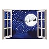 Beautiful Game Christmas Wall Sticker Santas Sleigh Silhouette Moon Window Decal Art Vinyl Xmas Decorations Kids (60cm width x 40cm height) #4