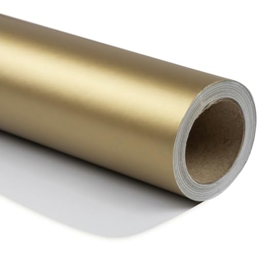 RUSPEPA Gold Wrapping Paper Solid Color - Mini Roll - for Wedding, Birthday, Shower, Congrats, and Holiday - 17 Inches X 32