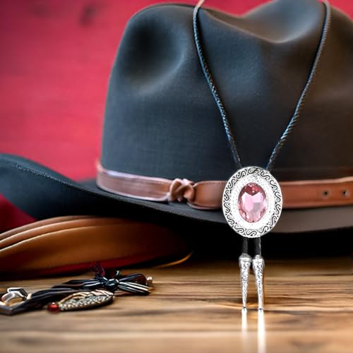 Image of Western Bolo Tie Cowboy Bolo Ties Rhinestone Necklace Bola Tie for Men Women