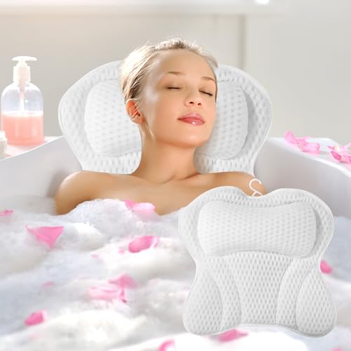 Bucomtu Badewannenkissen Nackenstütze mit 6 Saugnäpfen