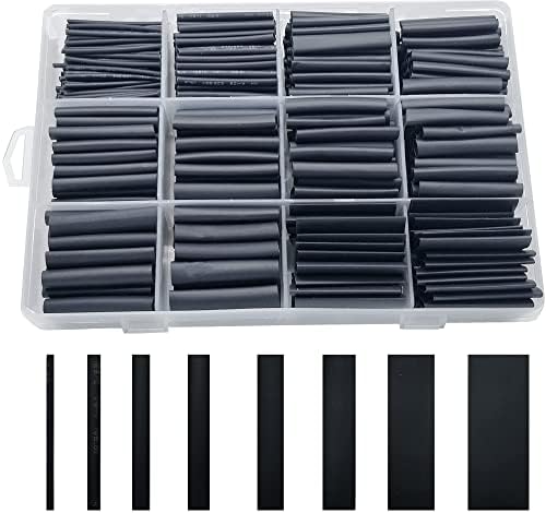 650pcs Heat Shrink Tubing Kit XuuHaa, Premium Heat Shrink Tubes Wire Shrink Wrap, Safe and Easy, Ratio 2:1 Electrical Cable Sleeve Assortment for Long Lasting Insulation Protection (8 Sizes, Black)