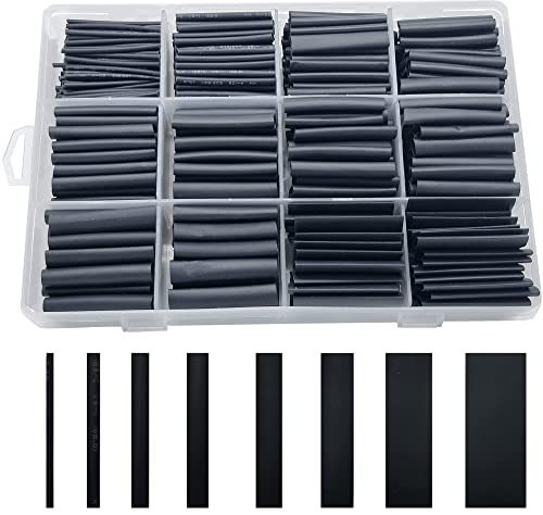 650pcs Heat Shrink Tubing Kit XuuHaa, Premium Heat Shrink Tubes Wire Shrink Wrap, Safe and Easy, Ratio 2:1 Electrical Cable Sleeve Assortment for Long Lasting Insulation Protection (8 Sizes, Black)
