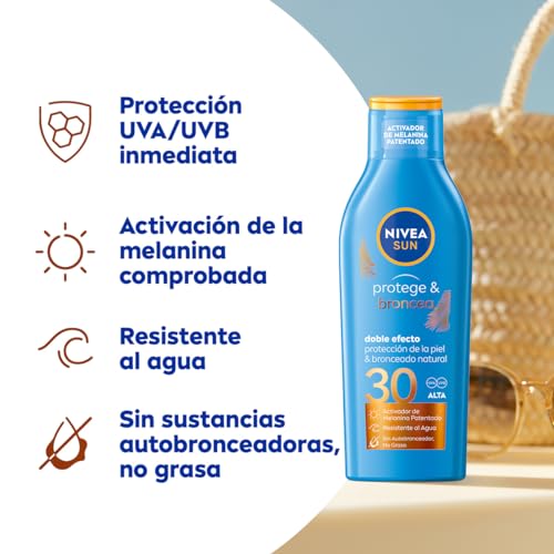 NIVEA-SUN-Protege-Broncea-Leche-Solar-Activadora-del-Bronceado-FP30-1-x-200-ml-potenciador-del-bronceado-resistente-al-agua-crema-bronceadora-proteccion-solar-alta