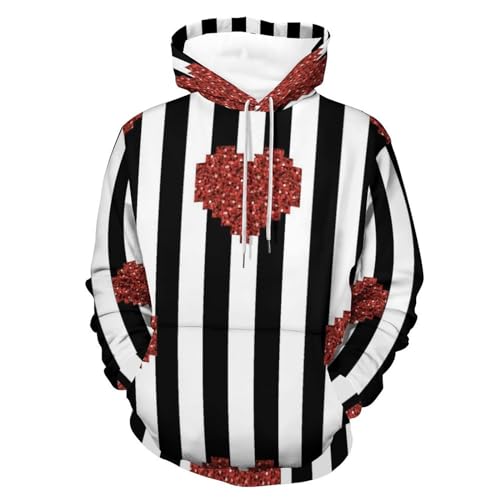 Sweat à capuche avec motif Coeur Fleurs Rouge, idéal pour vos sorties décontractées en ville.