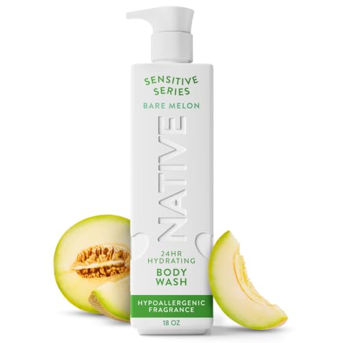 Native Sensitive Body Wash, Hypoallergenic Fragrance, 24 Hour Moisturization for Sensitive Skin, Free from 81 Known Allergens, Naturally Derived Ceramides, Bare Melon Scent, 18 Fl Oz - image 1