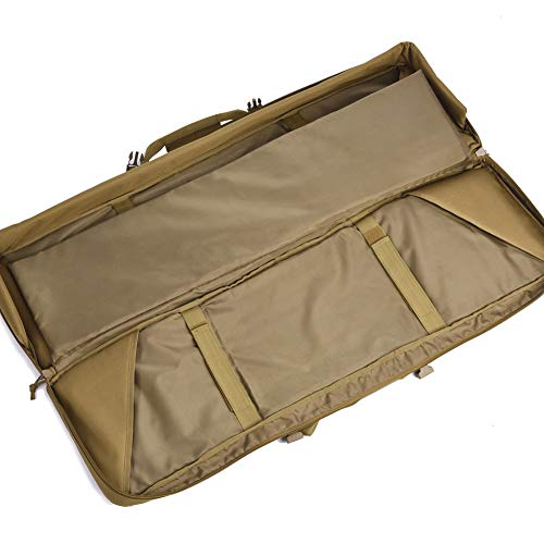 Double Long Rifle Gun Case Bag Tactical Rifle Backpack Pistol Soft Firearm Transportation Carbine Case - Lockable Compartment 46\" Brown