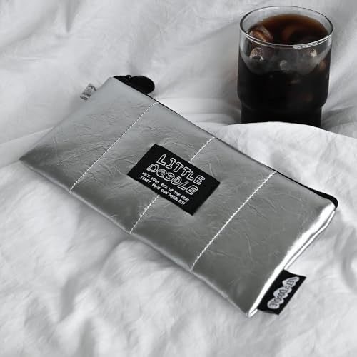 Image of Monolike Little Doodle Cushion Pencil Case, Silver - Pencil Pouch, Portable Pencil Bag, Pencil Case, Office Pouch case, Cushion, Soft, achromatic color