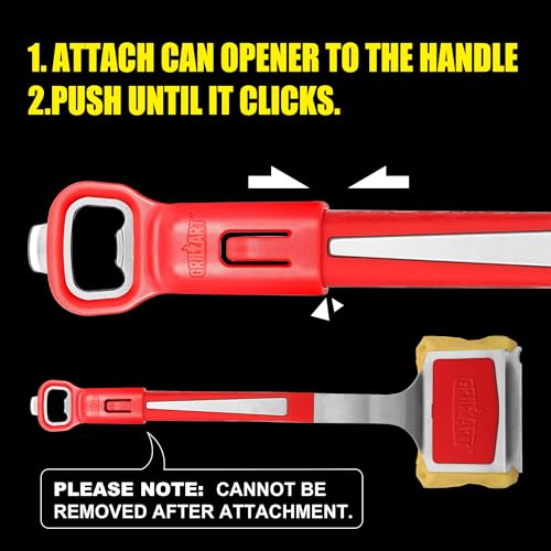 GRILLART Grill Brush Bristle Free, BBQ Accessory Bottle Opener, Heavy-Duty Mounts to Grill Brush Handle for Convenient Opening While Grilling – Ideal for BBQ Enthusiasts (Opener Only), Red