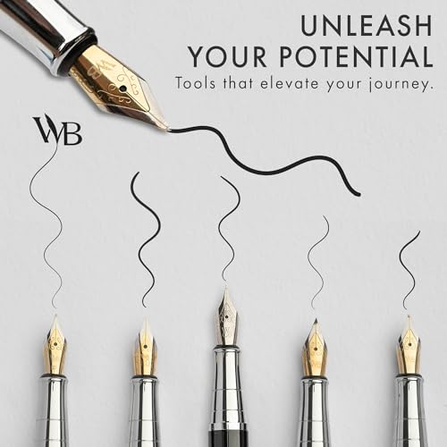 Image of Wordsworth & Black Fountain Pen Gift Set, Includes Ink Bottle, 6 Ink Cartridges, Ink Refill Converter, 4 Replacement Nibs, Premium Package, Journaling, Calligraphy, Smooth Writing Pens [Green Chrome]
