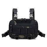 Kleine Wanderschachtel Männer mit großer Kapazität Fischerei Tackle Rucksack Brustpaket für Männer Reisen Bereit Fischerei Rucksack mit Rutenhalter (Camuflaje Negro)