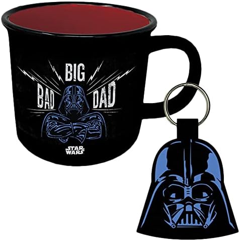 Star Wars Darth Vader Mug and Keyring Set in Presentation Gift Box (I Am Your Father Design) 11oz Ceramic Campfire-Style Mug and Woven Key Fob - Official Merchandise