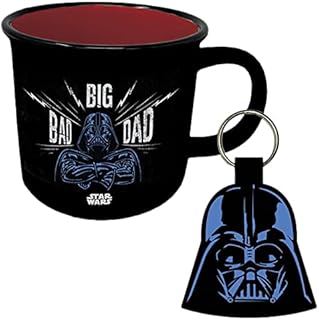 Star Wars Darth Vader Mug and Keyring Set in Presentation Gift Box (I Am Your Father Design) 11oz Ceramic Campfire-Style Mug and Woven Key Fob - Official Merchandise