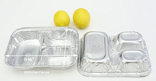 Disposable Aluminum 3 Compartment T.v Dinner Trays With Board Lid #210L (25) #TOP2
