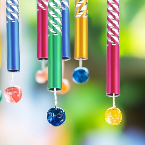 Image of DOITOOL Wind Chime Tubes for Crafts, 50PCS 3.14 Inch Hollow Aluminum Tubes, Colorful Metal Replacement Pipes, Pre-Drilled Outdoor Garden Windbell Supplies for Easy Hanging Outdoor Garden Craft Decor